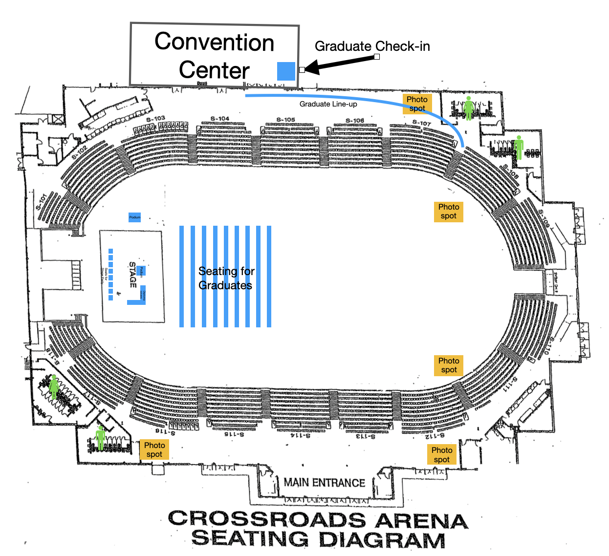 student map of crossroads arena