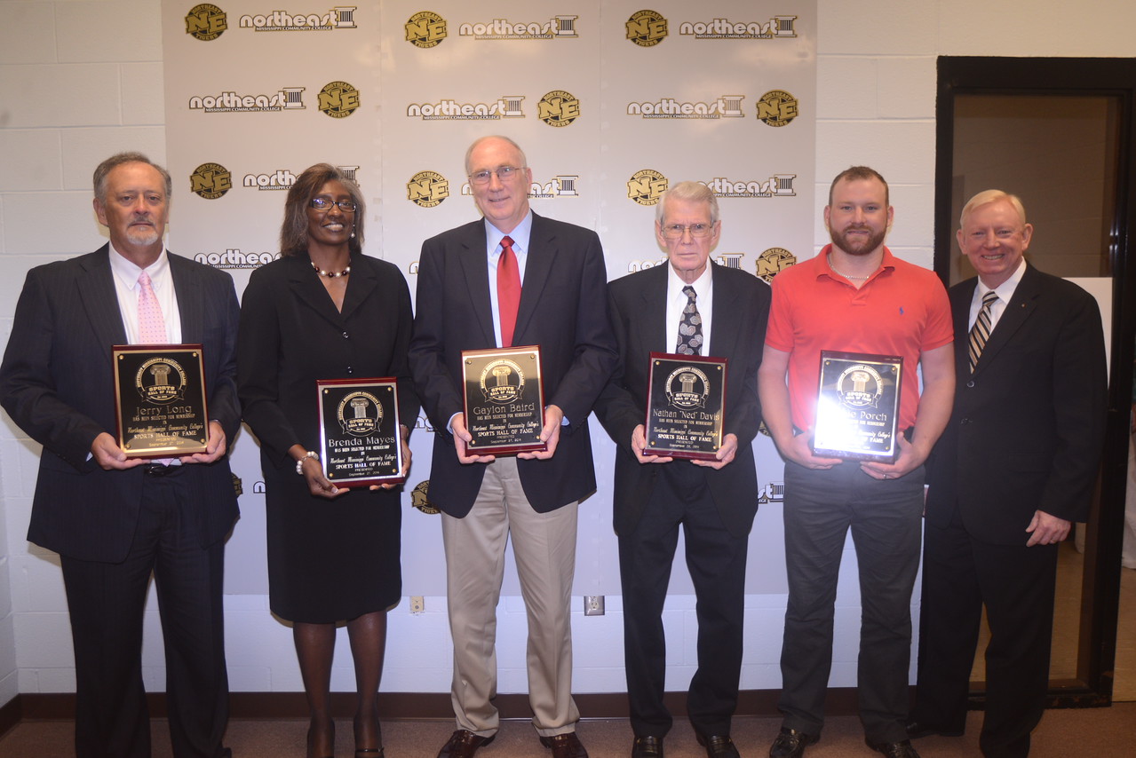 Inductee Jerry Long, Inductee Brenda Mayes, Inductee Gaylon Baird, INductee Ned Davis, Inductee Chase Porch, President Johnny Allen