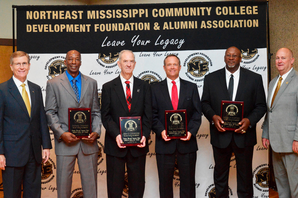 President Ford, Inductee Anthony Anderson, Inductee John Cunningham, Inductee Ronnie Key, Inductee Maurice Stafford, and AD Kent Farris