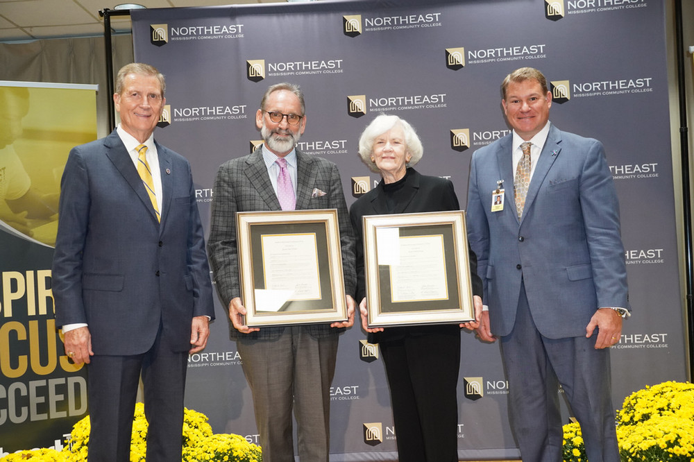 photo of hall of fame inductees Malcom white and ZonaDale Taylor with president Ricky Ford and VP Patrick Eaton