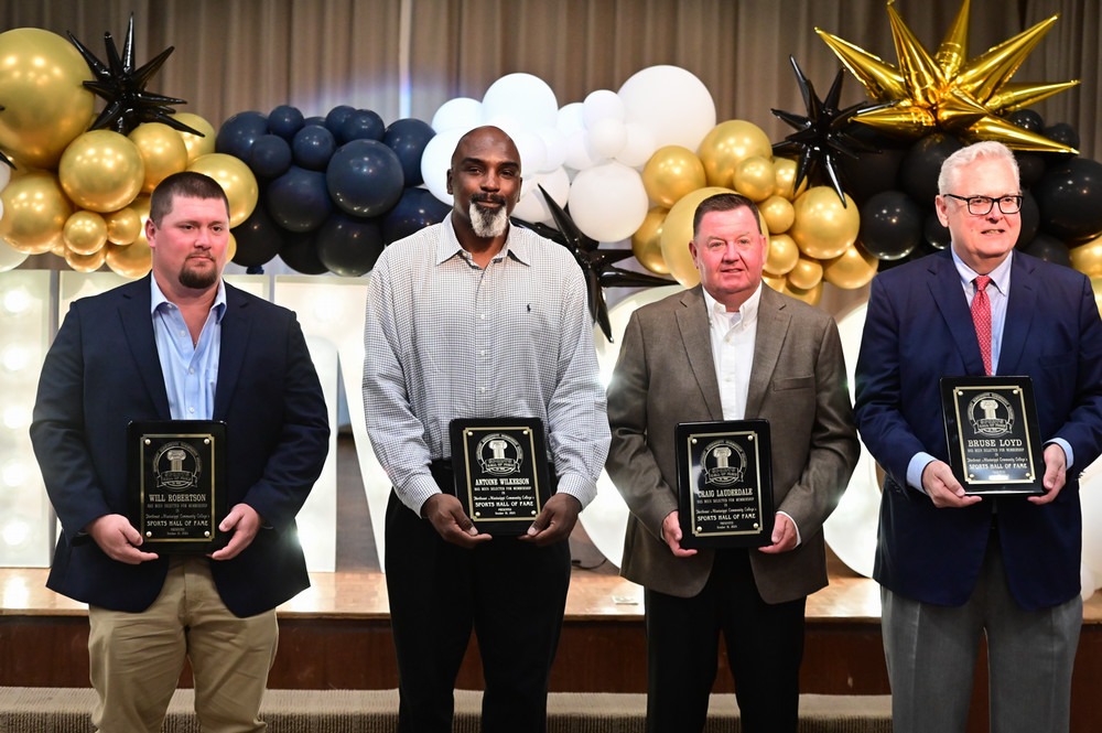 Photo of NEMCC Sports Hall of Fame Class of 2024 Will Robertson, Antoine Wilkerson, Craig Lauderdale, and Bruse Loyd