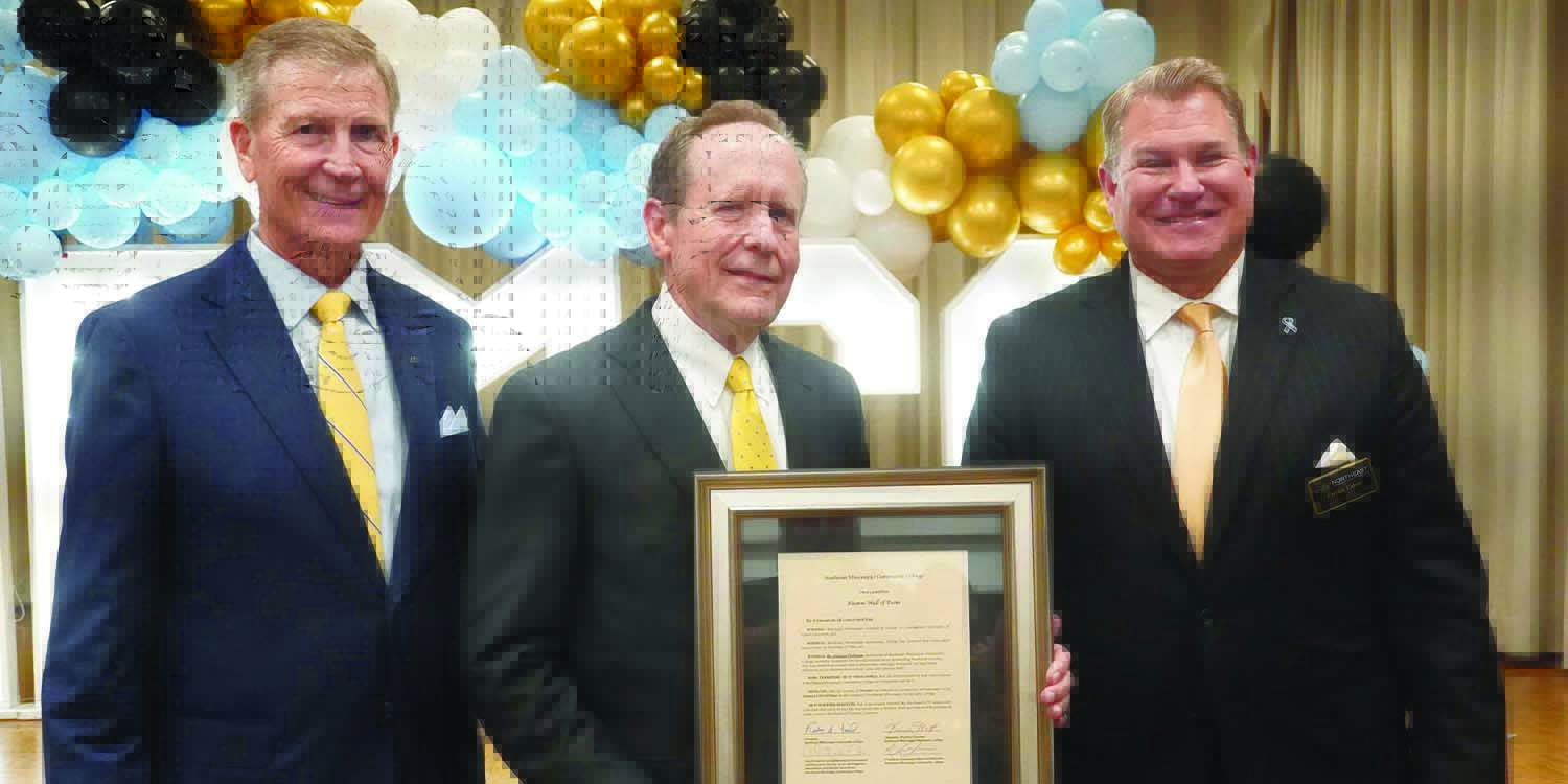 2025 Alumni Hall of Fame Inductee Hudson Hickman with President Ricky Ford