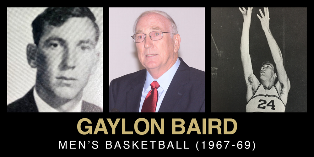 Collage of Gaylon Baird's basketball career, featuring a young photo, a recent portrait, and an action shot of him playing.
