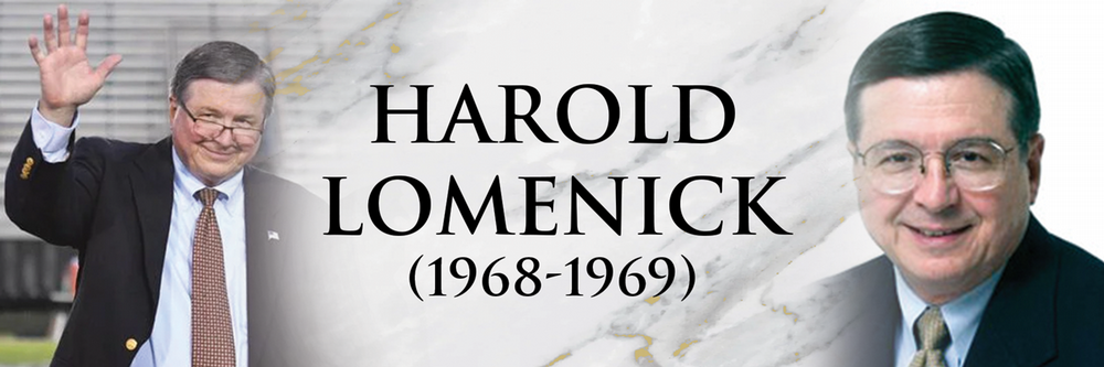 header for Harold Lomenick featuring photos of him and dates he attended nemcc