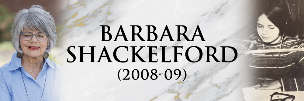 header banner for Barbara shackelford featuring photos of her at nemcc and the dates she attended