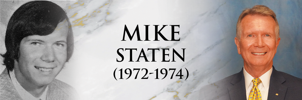 header banner of Mike Staten featuring a photos of him and dates he attended nemcc