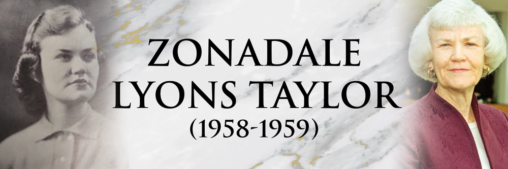 Header banner for ZonaDale Lyons Taylor featuring a photo of her at nemcc and the dates she attended