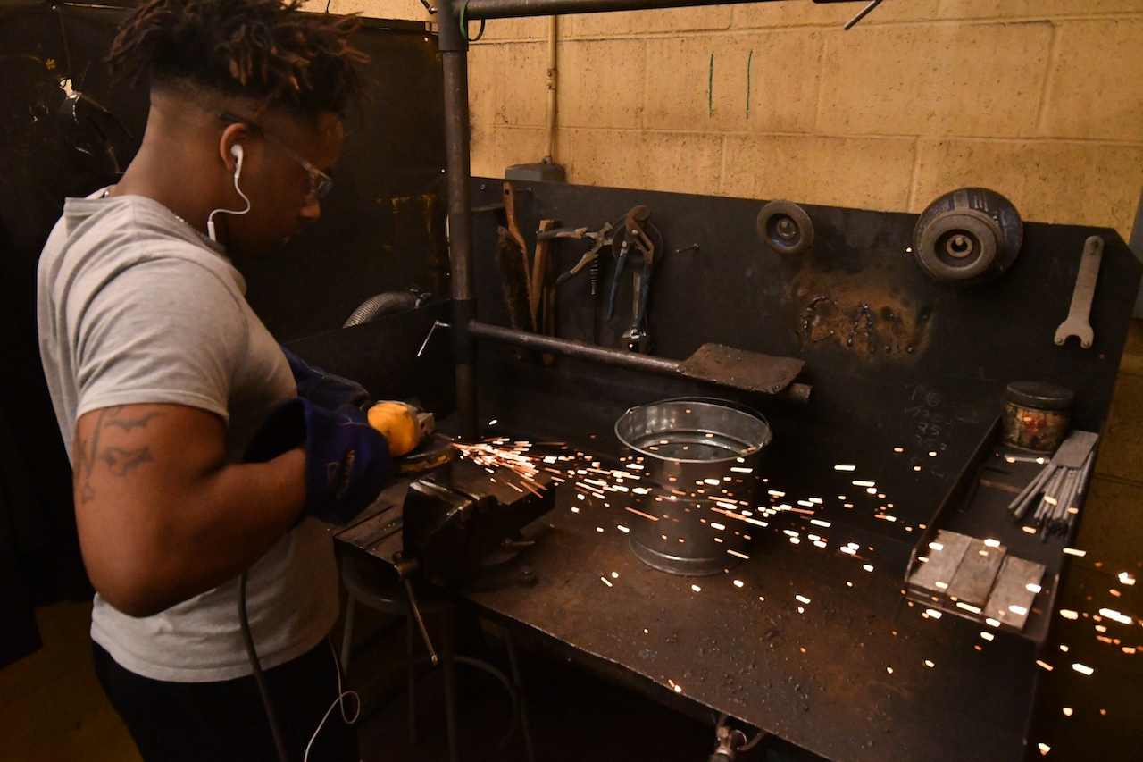 Photo of student welding