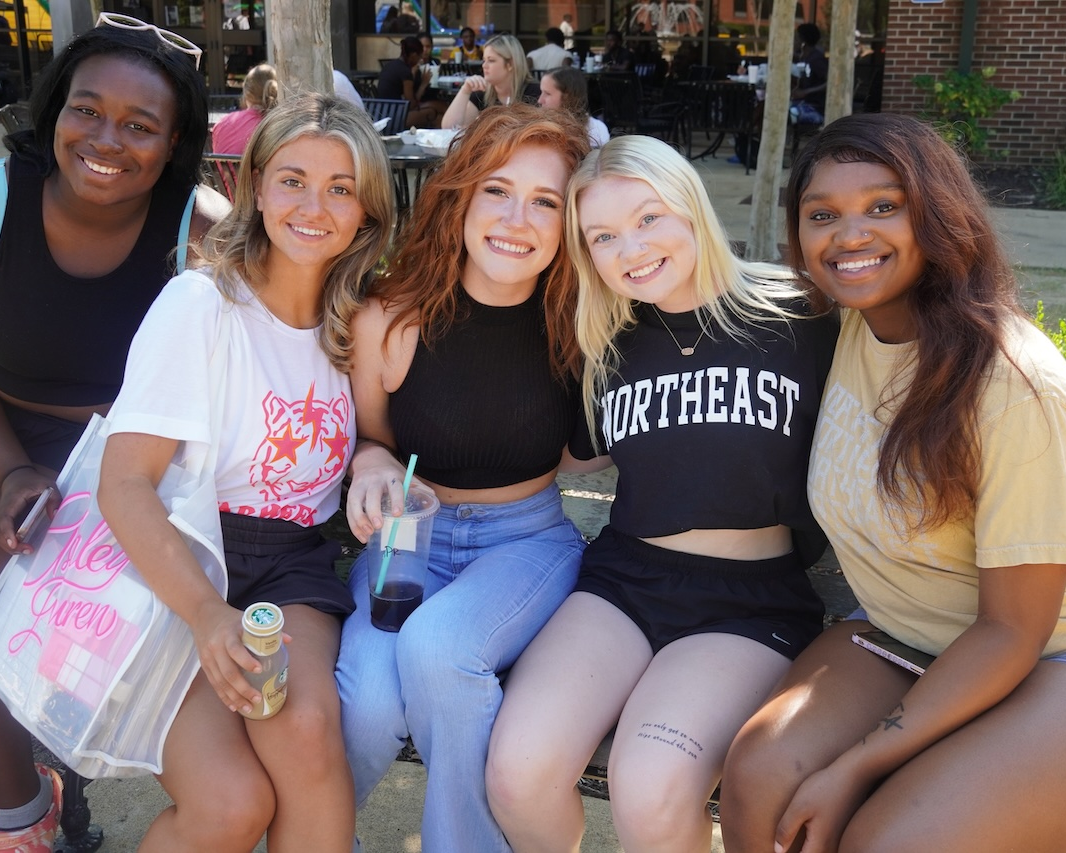Northeast students enjoying the day in from the Student Union