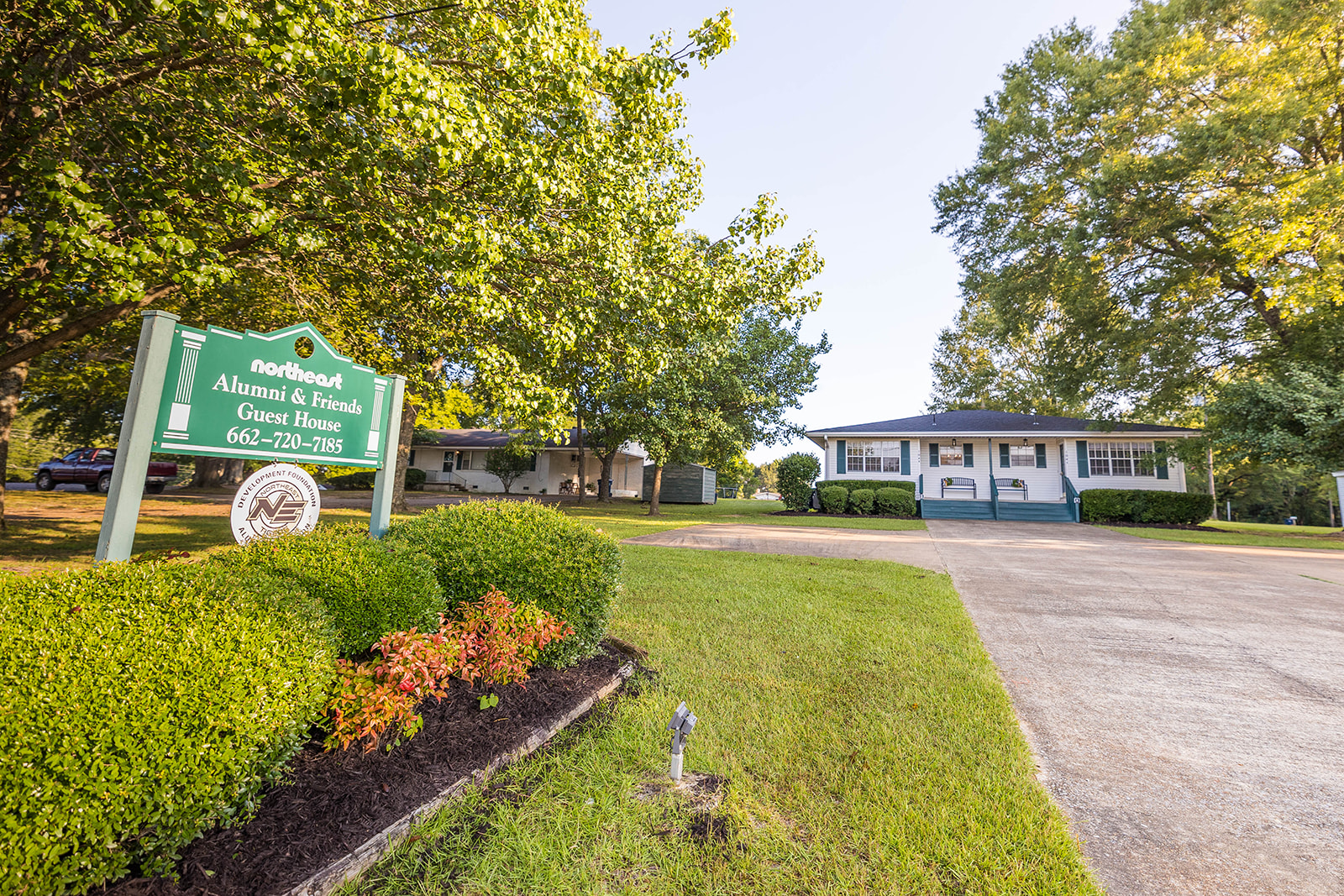 The outside of the Alumni and Friends guest house. 