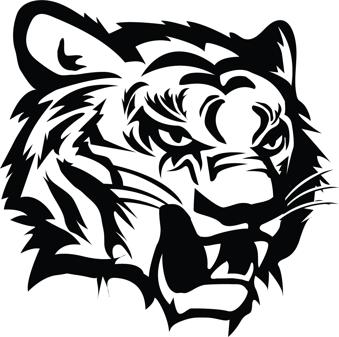 Tiger Head Graphic in Black and White