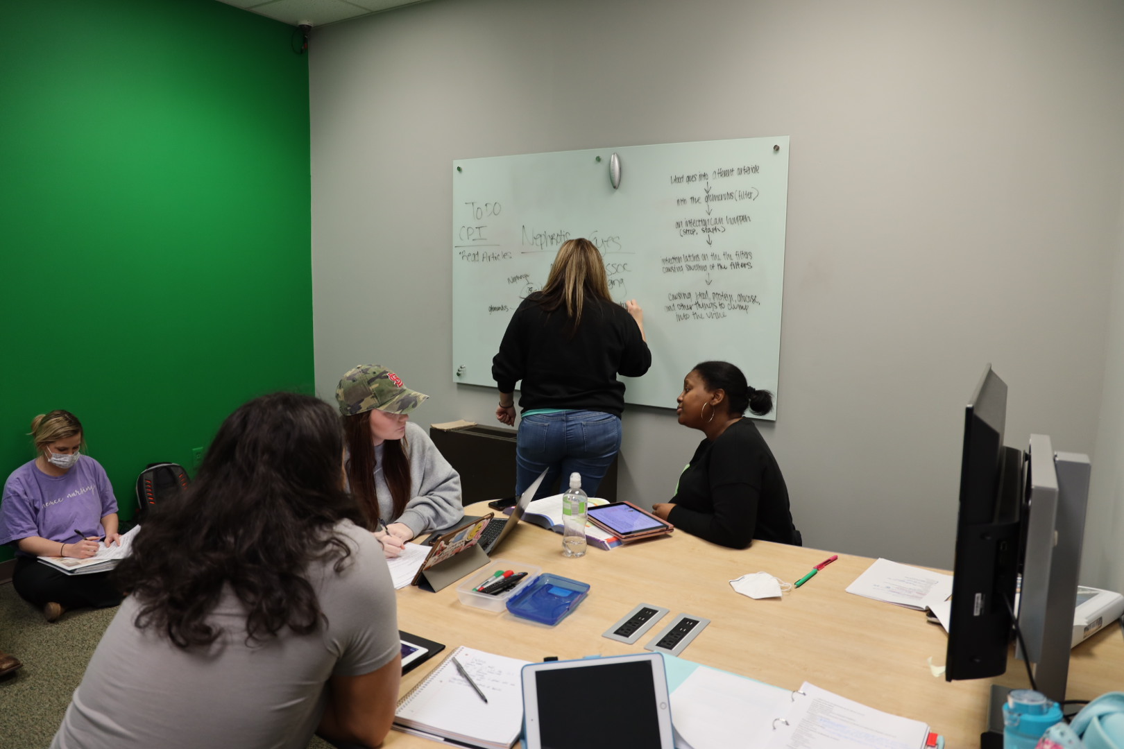 Students working in the campus library study room.