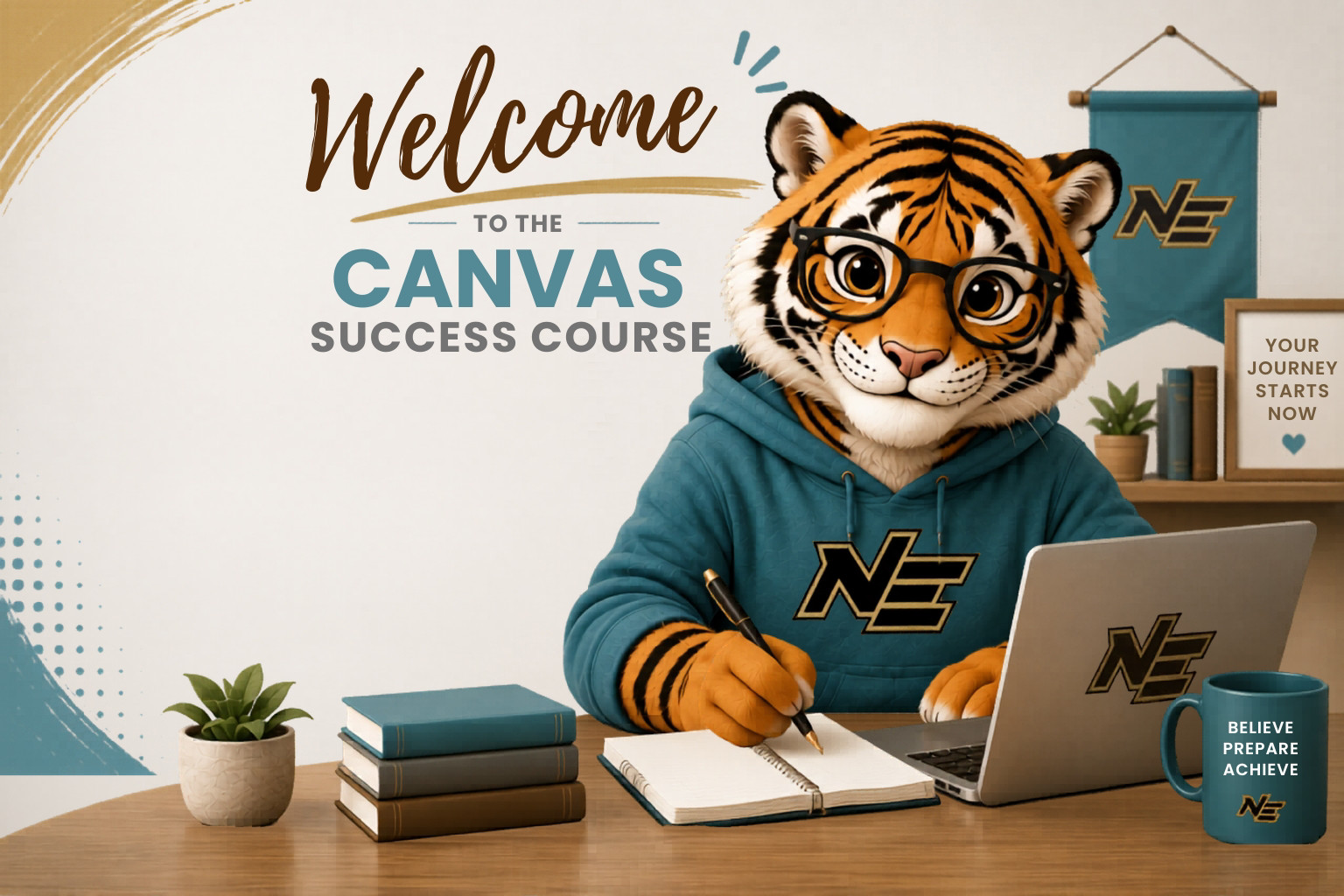 tiger with glasses working on a computer
