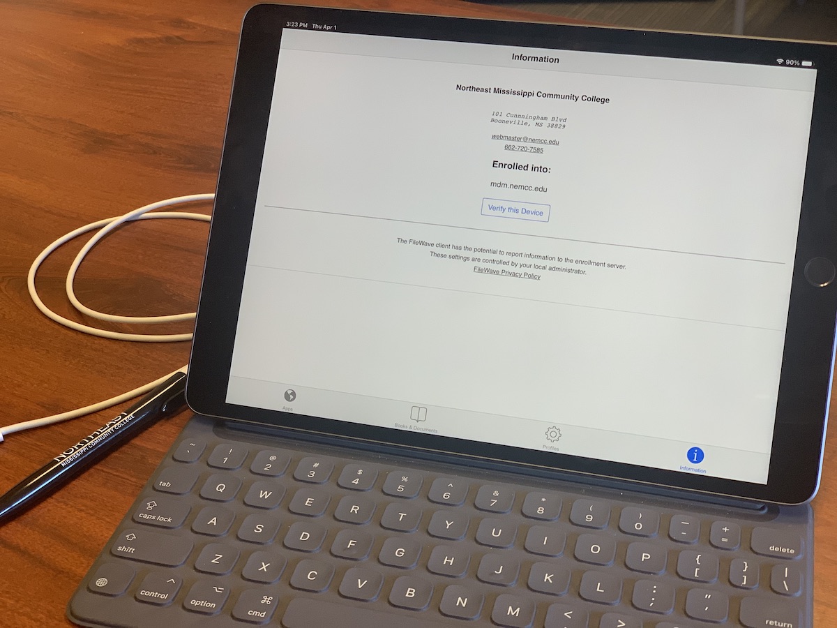 iPad displayed on a table